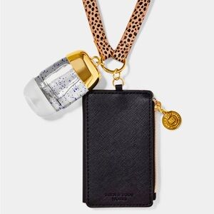 NWT Bath and Body Black Wearable card holder Cheetah Lanyard Pocketbac Holder